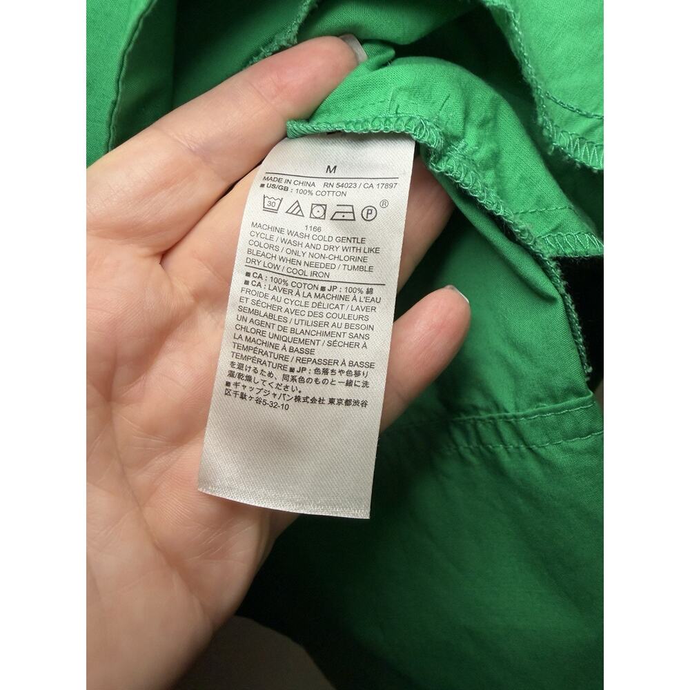 Banana Republic M Tie Neck Poplin Mini Dress Green Relaxed Body And Sleeves - Picture 6 of 7